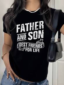 El arte celebra el lazo eterno entre padre e hijo simbolizando amistad y unión profunda camiseta de mujer moderna y cómoda para uso diario - Negro - Ver 8