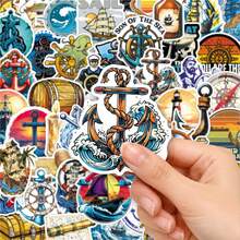 50pcs Vintage Sailing Ship Graffiti Cartoon Nautical Era American Retro Cool Decorative Notebook Stickers - Age Of Exploration - 2016 - View 7