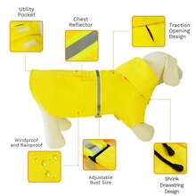 Dog Raincoat Adjustable Pet Water Proof Clothes Lightweight Rain Jacket Poncho Hoodies With Strip Reflective - Yellow - View 4