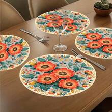 1/2/4/6/8/300pcs Minimalist Abstract Floral Pattern Luxury Placemats, Machine Washable Polyester Material, Heat-Resistant, Stain-Resistant, Waterproof And Easy To Clean, Suitable For Party And Kitchen Decor - Multicolor - View 10