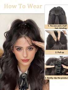 European And American Style Long Curly Wig, Big Wave Clip-On Short Ponytail, Fluffy Natural Synthetic Ponytail Braid, Fashion Hair Clip, Elegant Hair Accessory, Casual Hair Clip For Women Summer Outfits Beach Claw Clips Vacay Hair Clips - Regular Model - View 8
