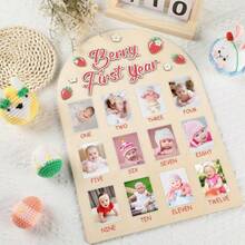 Wooden Baby Monthly Growth Commemorative Photo Frame, Newborn Growth Record Photo Display Ornament, Hanging Decor, Great Gift For Newborns - 1PC - View 6