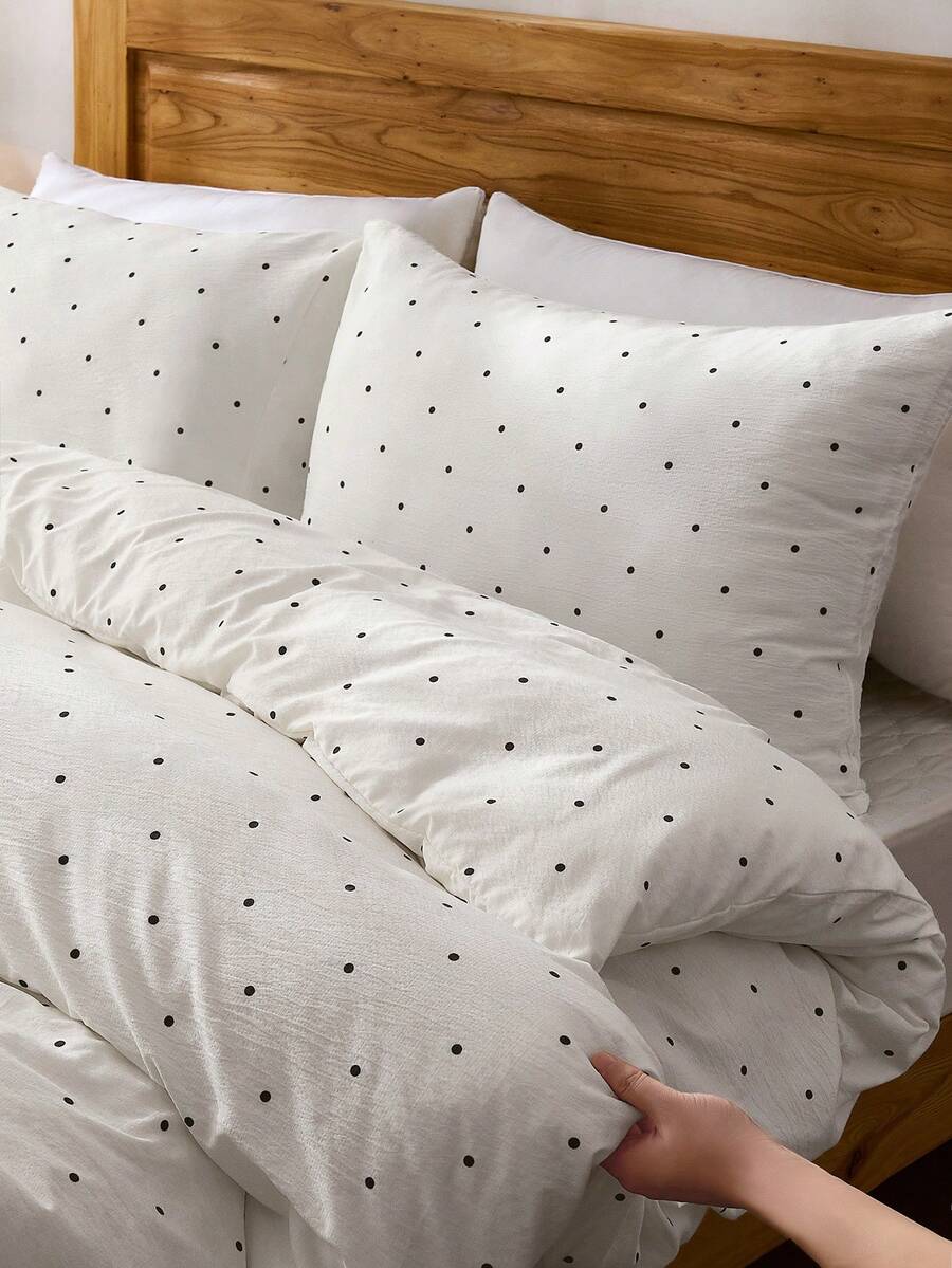 3pcs Polka Dot Bedding Set, Super Soft & Breathable, Premium Microfiber & Wrinkle-Resistant Fabric, All-Season Use. Machine Washable, Fade-Resistant, Anti-Pilling, Shrink-Proof And Wrinkle-Free. Simple & Fresh INS Style Creates Charming Bedroom Ambia - Multicolor - View 1