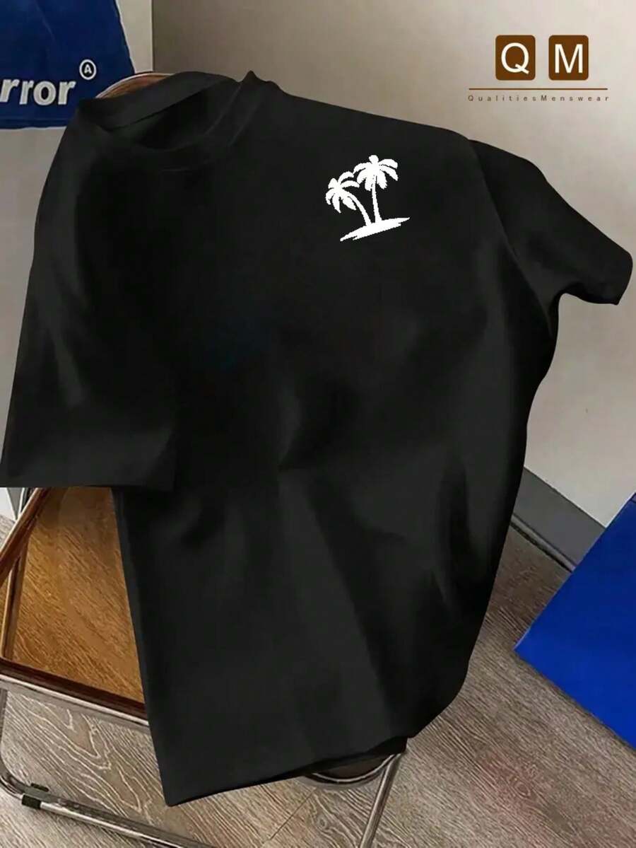 Camiseta de hombre moderna FOREVER CHASING con estampado Sunaeta de doble cara, cómoda, suave y de corte regular. - Negro - Ver 1