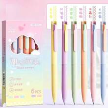Juego de 6 bolígrafos de gel vintage en tonos neutros - Bolígrafos neutros de macaron de leche - Bolígrafos de color dopamina con clic de 0.5mm de secado rápido para diarios, dibujo, toma de notas, bolígrafos de colores, regreso a la escuela - Lápices de colores - Ver 9