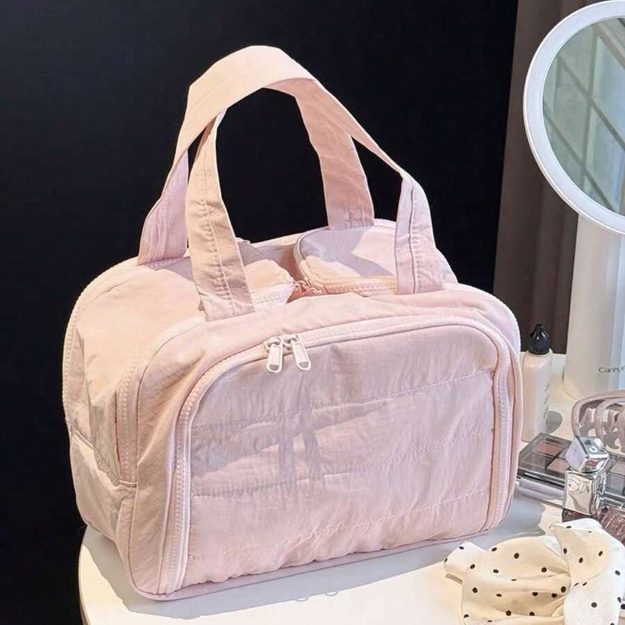 Multineos Comercial Large Capacity Portable Cosmetic Bag, Portable Cosmetic Washing Bag For Travel, Storage. - Baby Pink - View 1