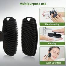 Body Scrub Set, 2pcs Exfoliating Back Brush With Hexagonal Face Brush, Multi-Functional Shower Cleaning Tool, Create Smooth Skin - Multiple Styles - View 2