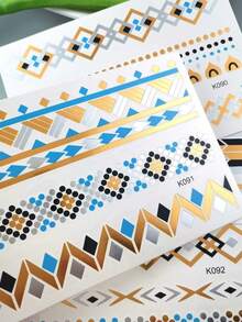 4 Sheet Tattoo Sticker Temporary Tatoos Bronzing Tatoo Gold Silver Arm Body Attoo Cool Bracelet Summer Gir Dlv Golden Fashion Tattoos Ling Sticker - Multicolor - View 8