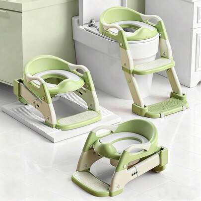 Toddler Potty Training Seat 3-In-1 Foldable Potty Training Toilet With Step Stool Adjustable Potty Chair With Urinals