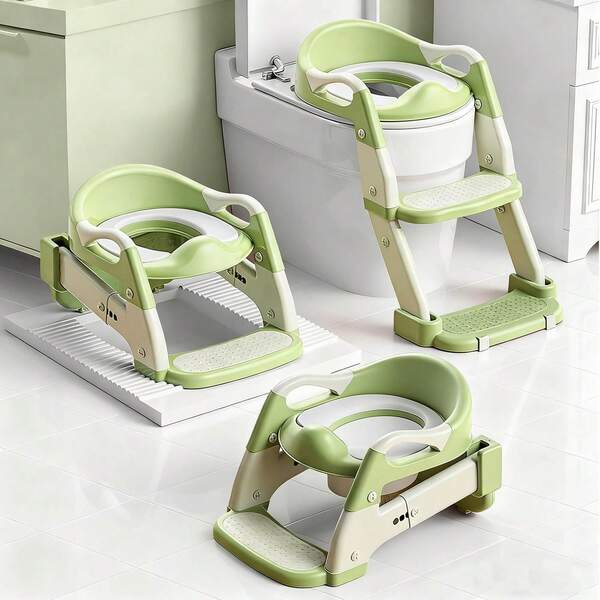 Asiento de entrenamiento para ir al baño para niños pequeños 3 en 1, orinal plegable con taburete, silla de orinal ajustable con urinarios