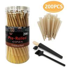 200pcs Unbleached 1 1/4 Size Pre-Rolled Papers With Filter Tips, 84mm Pre Rolling Cones With Filling Device - As Pic - View 1