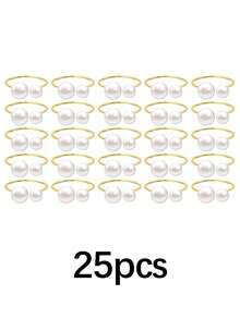 50/35/25/10/5/1pcs Gold & Silver Faux Pearl Napkin Ring Set, Faux Pearl Napkin Ring Buckles, Wedding Thanksgiving Banquet Supplies, Dinner Wedding Banquet Table Decoration, Thanksgiving Christmas Napkin Ring Buckles - Multicolor - View 9