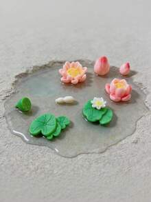 Miniature Realistic Pond Accessories, Lotus & Water Lily Leaf Resin Figurines, Cake Toppers, DIY Fairy Garden Bonsai Moss Landscape Aquarium Handmade Decor - A - View 6