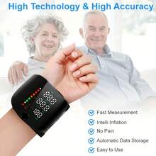 Professional Wrist Electronic Blood Pressure Monitor - High Precision LCD Display With Memory, Language Playback - Clinically Accurate For Medical Professionals & Home Use - Ideal Gift , Healthcare Professional Gear, Sleek Device Design, - 黑色 - 查看 3
