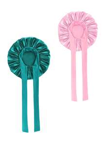 CONFLASS 1/2/4/5pcs Women Sleeping Cap, Elastic Satin Colorful Sleeping Hat For Casual Home Hair Care,Holiday,Festival - A - View 5