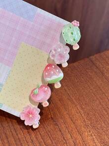 10pcs Girls Cute Cartoon Jelly Flower Hair Clips, Sweet Girly Style Fun Creative Mini Hair Clips For Bangs And Flyaways - Multicolor - View 3