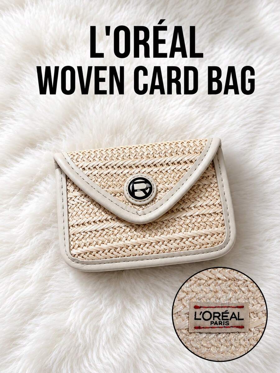L’Oreal Paris L'Oreal 法式草編卡夾 12*8.5cm，可輕鬆收納卡片與其他小物品，便攜輕巧，適合個人使用或作為禮物