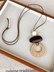 1pc Vintage New Chinese Woven Long Necklace For Women, High-End Bohemian Accessory To Match Clothing, Old Money Style - Necklace - View 7