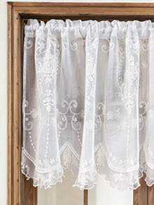 1PC Rod Pocket Window Decoration Short Sheer Curtain, Light Filtering French Style Window Sheer Curtain, Window Valance Half Curtain - White - View 11