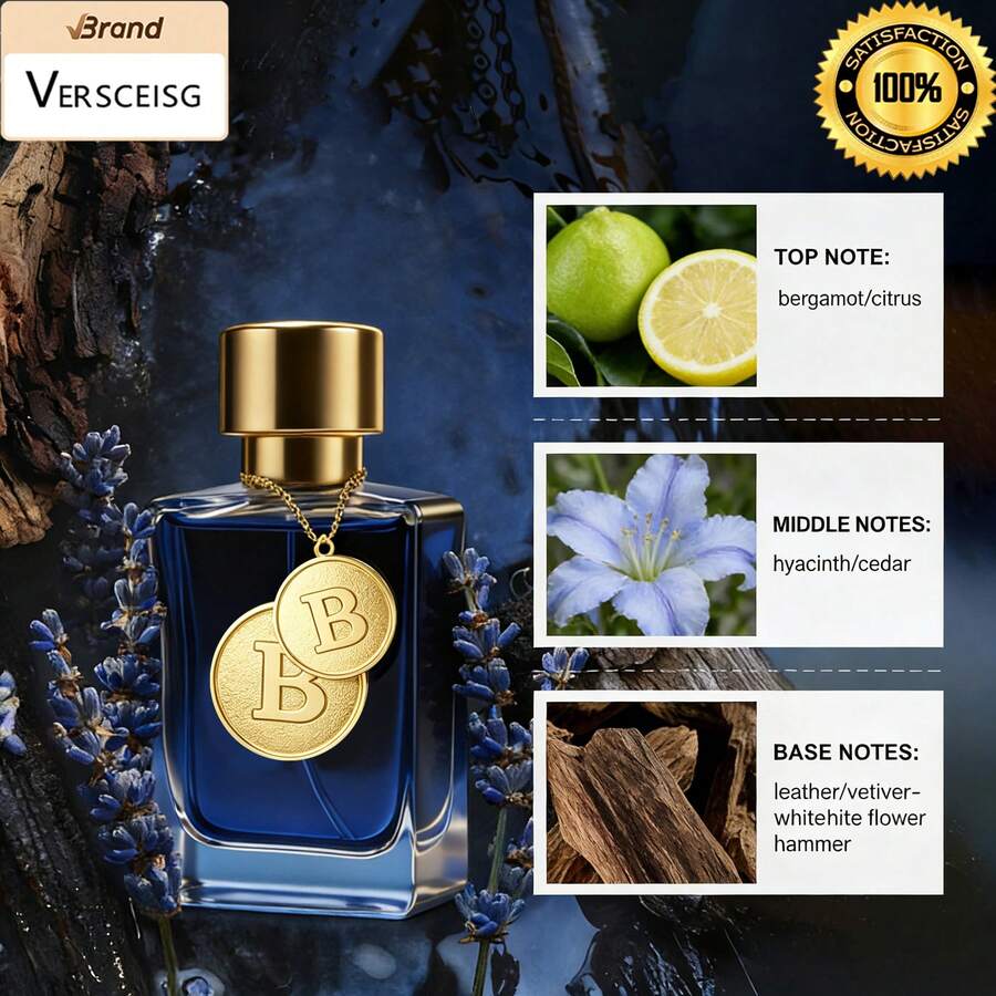 VERSCEISG Men's Light Essence Spray EDP Perfume 50ml Business Men's Gulong Water Lasting Boyfriend, Wife, Father, Friend, Birthday, Graduation Party, Travel, Camping, Outdoor School, Campus Travel, Holiday Anniversary, Summer, Autumn, Summer, Selected, Summer - 藍色 - 查看 1