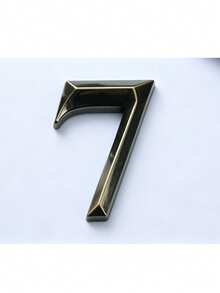 1pc 3D House ABS Digital Letter Classical Retro Copper Geometric Shape Self-Adhesive No-Drill Sunproof Waterproof Number Sign Suitable For American Villa Entrance - House Number - View 10