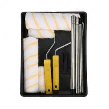 Paint Roller Set With Extension Pole – Complete Kit Includes Roller Sleeves, Tray & Brushes For Wall & Ceiling Painting (UK) - A - View 4
