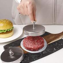 1 Molde para hamburguesa, una presión para formar, artefacto de desayuno rápido, prensa de carne de acero inoxidable 430, antiadherente y fácil de limpiar, herramienta de horneado de cocina, uso doméstico y comercial - Plateado - Ver 7