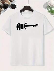 Camiseta ROCK Boys, Camisa Casual Innovadora, Top de Manga Corta Ligero y Cómodo, Ropa de Verano para Niños - Blanco - Ver 1