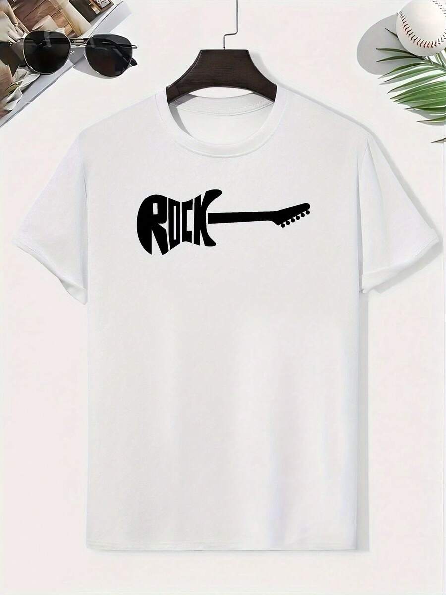 Camiseta ROCK Boys, Camisa Casual Innovadora, Top de Manga Corta Ligero y Cómodo, Ropa de Verano para Niños - Blanco - Ver 1