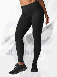 High-Waist Airbrush Legging - 黑色 - 查看 1