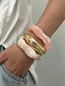 3pcs Vintage Elegant Women's Bracelet Set Suitable For Daily Layering - Multicolor a - View 4