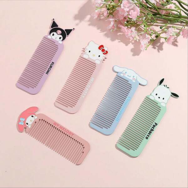 MINISO Sanrio Characters Cute Cartoon Hair Comb Portable Detangling Styling Comb Flat Tooth Comb For Daily Hair Care Travel
