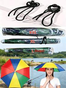 1/2/4pcs Summer Combo Set Women Multi-Color Upgraded Hands-Free Umbrella Hat, 360° Sunshade Elastic Headband Lightweight Women's Umbrella Alternative, Outdoor Sunshade UV Protection Travel Umbrella, Camping Beach Vacation Essential - Multicolor - View 10