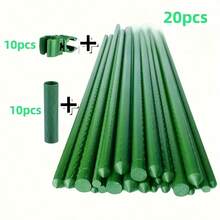 40pcs/Set Green Garden Trellis, Includes 20 Stakes + 10 Connectors + 10 Clips, For Grape, Cucumber, Bean Vine Climbing, Rose Support Pole, Adjustable Height Modular Design, Suitable For Vegetable And Fruit Vine Plants - Stand Combination Kit - View 4