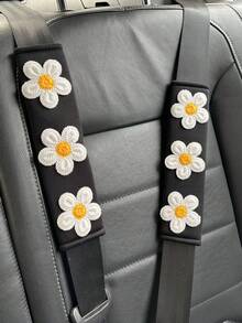 2pcs Flower Decor Car Seat Belt Cover - Multicolor - View 5