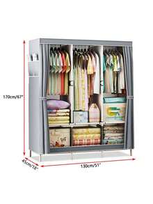1pc Portable Closet Organizer, Multi-Functional Fashion Wardrobe With Dust-Proof Feature, Freestanding Display Floor-Standing Assembly Storage Rack With Curtain, Storage Cabinet For Bedroom And Living Room, Holiday Gift, Christmas Gift, Children's Gift,Dorm Room - Multicolor - View 8