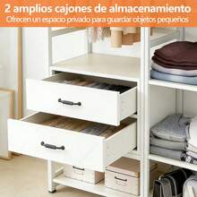 WUWAWDOGA Modern Open Modular Wardrobe For Bedroom With 2 Drawers, Multiple Built-In Shelves And Hanging Rails. White. - White - View 4