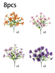 4/8pcs Mixed Color Artificial Three-Color Hibiscus Small Bouquet Silk Flowers Home Decor Outdoor Fake Flower Arrangement Rustic Style Floral Decoration, Suitable For Modern Living Room, Home, Wedding, Bouquet, Wreath, Event Decor, Gift, Birthday, Spring Decor, Valentine's Day, Mother's Day Bouquet, DIY Artificial Plants And Flowers - Multicolor - View 11