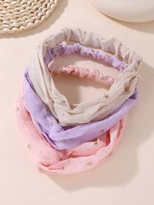 3pcs/Set Girls Star Foil Printed Fabric Cross-Over Multicolor Headband Set - Multicolor - View 4