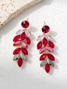 1 Pair Red Crystal Ear Of Rice Fashion Earrings Suitable For Daily Wear - Red - View 4