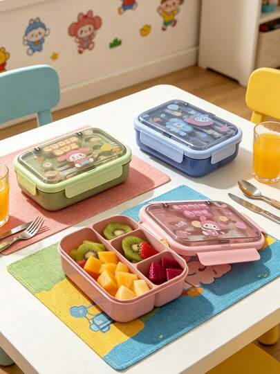 1/3pcs Double Compartment Lunch Box, School Lunch Box, Built-In Utensil Set (With Utensils And Sauce Box), Reusable Bento Box, Microwave (Remove Lid), Lunch Bag, Refrigeration , Suitable For Home, School, Office, Travel, Back To School, Outdoor Picnic, Suitable For Pasta, Salad, Sandwich