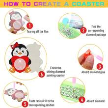 Heart 8pcs DIY Diamond Painting Coaster Set, Rounded High-Gloss Rhinestone Surface, Firm Adhesion With Complete Tool Kit, Easy For Beginners, Stress-Relief Craft, New Year Spring Festival Valentine's Day Christmas Teacher's Day Holiday Gift, Home Dining Table Coffee Table Heat-Insulating Decorative Coasters, Gift For Family Friends Besties Teachers - Multicolor - View 4