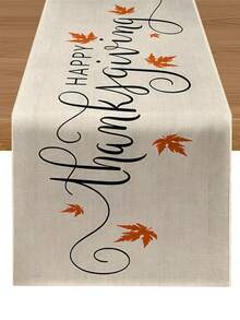 1Pc 35*180cm Autumn Theme Table Runner, Simple Maple Leaf Pattern Autumn Style Tablecloth, Suitable For Thanksgiving Harvest Decor, Autumn Decor, Dining Table, Kitchen, Desktop Decor, Home Decor And Holiday Gatherings - Multicolor - View 6