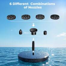 Floating Solar Bird Bath Fountain Pump 1.5w, 6 Adjustable Nozzles Anti-Splashing Submersible Solar Powered Pump For Garden, Yard, Pond, Pool & Outdoor Spring Decoration - 黑色 - 查看 8