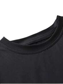 Nueva Camiseta de Cuello Redondo para Niñas, 95% Algodón, Estampado Casual y de Moda - Negro - Ver 5