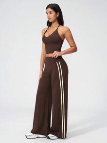 MASKERT Women's Workout Pants For Gym, Yoga, Pilates, Fitness Training, Running, Walking, Jogging, Outdoor Sports & Home - Coffee Brown - View 8