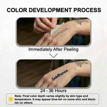 , Tatuajes Semipermanentes, Tatuajes de Viajes Wanderlust Voyager, Tatuajes Temporales Larga Duracin, Tinta Vegetal Resistente Agua, Duran 1 - 2 Semanas, Se Revela en 24h, X195 - negro azulado intenso - Ver 3