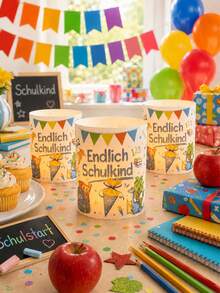 6/12pcs Back To School Lampshade Decor, Desktop Ornament, School Desk Decoration, DIY Candle Holder, Party Backdrop Decoration, Candle Stand, Tabletop Decor, Party Gift, Baby Shower Decoration, Back To School Decoration - Multicolor - View 3