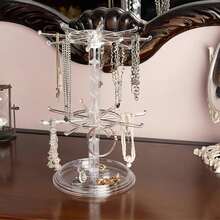 1pc Simple Fashion Multi-Layer Rotating Earring Storage Rack, Women's Jewelry Display Stand Organizer For Bracelets, Necklaces, Small Accessories, Hair Ties And Jewelry - Rotating Jewelry Storage Rack - View 3
