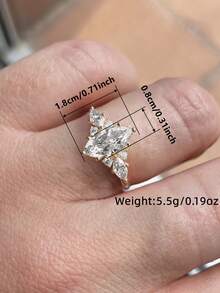 1pc Elegant Cubic Zirconia Ring, Suitable For Women To Wear, Suitable For Wedding, Engagement, Anniversary Party, Valentine's Day Gift - Yellow Gold - View 8